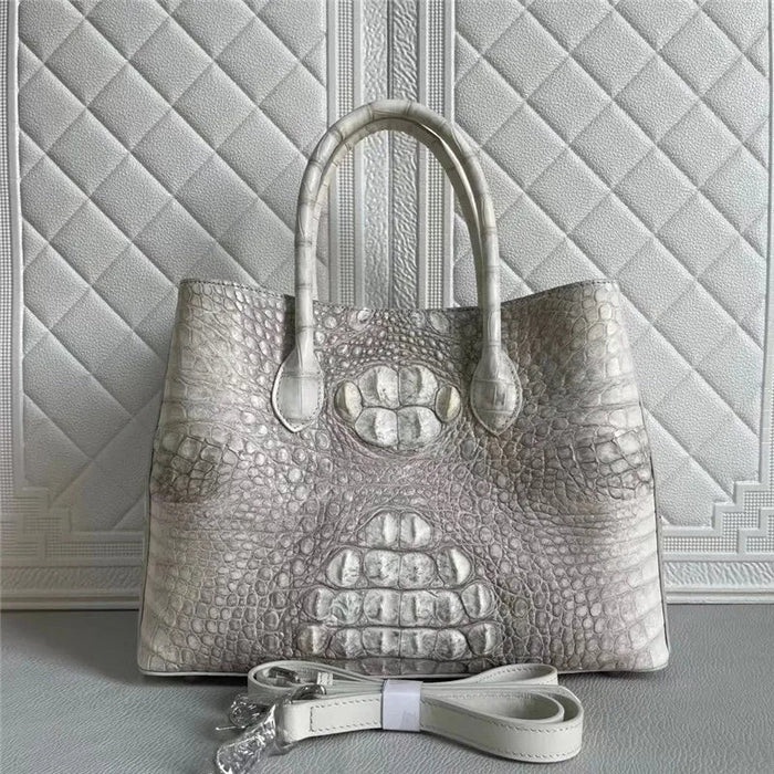 Alligator Elegance: Handcrafted Crocodile Leather Tote for Sophisticated Women