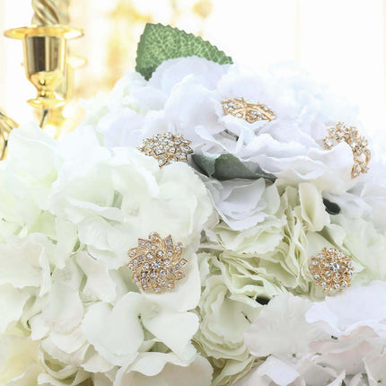 AliKopy 5 Pack Gold Plated Rhinestone Brooches - Floral Sash Pins