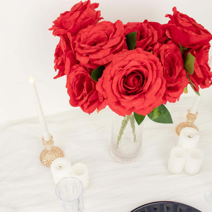 AliKopy 17" Red Premium Silk Jumbo Rose Bouquet - High Quality, Weddin