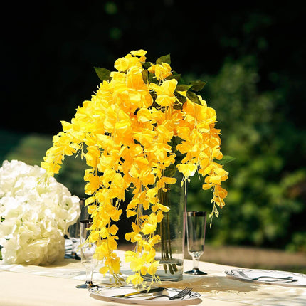 AliKopy 5 Pack 44" Yellow Silk Wisteria Flower Garlands, Realistic Vin