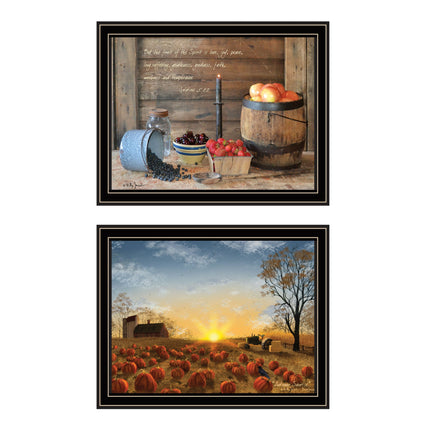 Billy Jacobs 2-Piece Autumn Sunrise Wall Art Set, Black Framed Decor