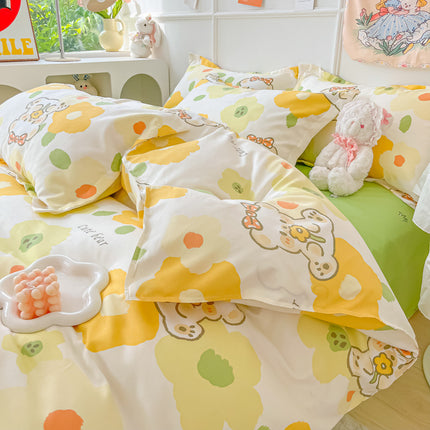 Peekaboo Studio Four-Piece Sanding Skin Bed Sheet Set with Quilt Cover