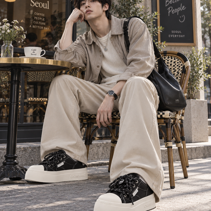 Korean Style Spring Canvas Skate Shoes - Height-Increasing, Ca