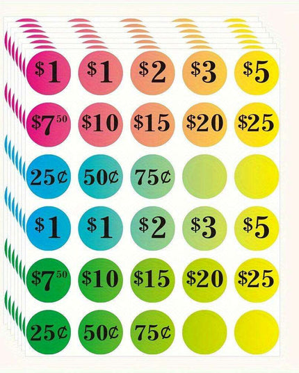 210-Pack Self-Adhesive Dollar Price Labels - 1-Inch Stickers for Hassle-Free Pricing at Garage Sales and Flea Markets