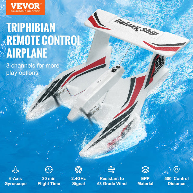VEVOR Amphibious EPP Foam RC Airplane Toy with 2.4 GHz Remote Control