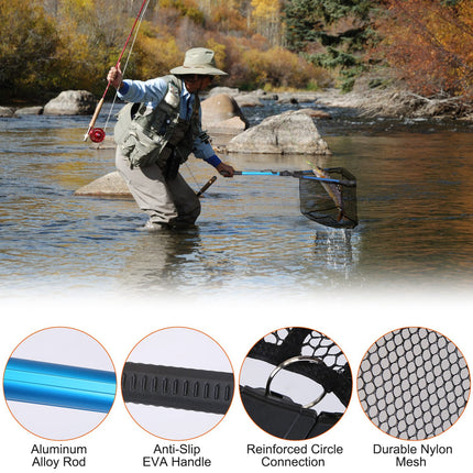 1Pc Foldable Fishing Net With Aluminum Alloy Rod EVA Handle Durable 5M