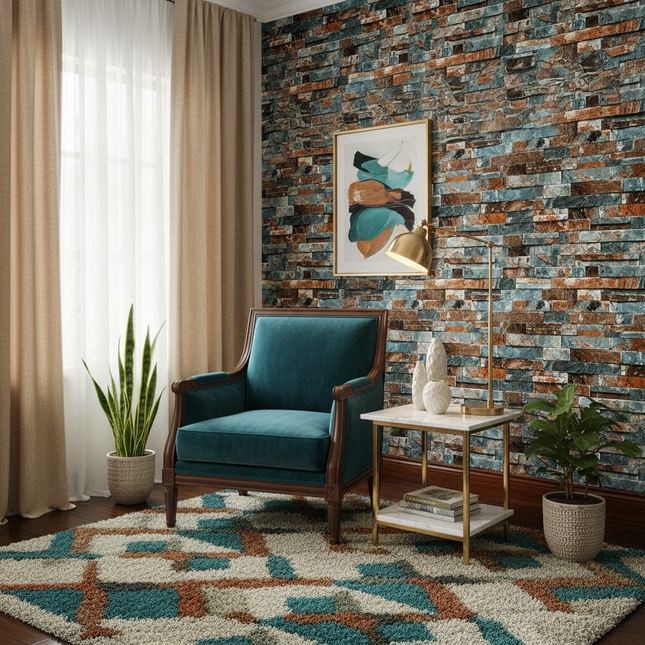 Peekaboo Studio Hall Retro Culture Marble Tile Wallpaper - Easy Peel &