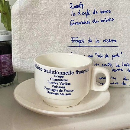 Peekaboo Studio Simple Ceramic Coffee Cup with Saucer, Microwave Safe