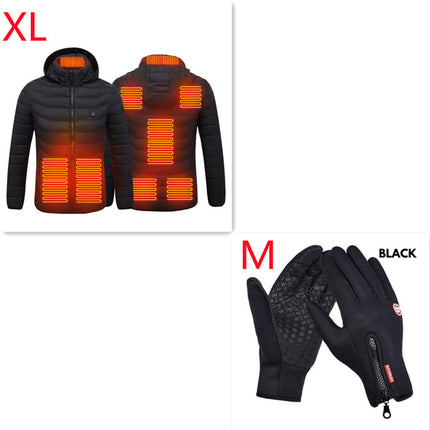 Winter Heated Jacket USB Electric Cotton Coat Zip-up Heater Thermal Cl