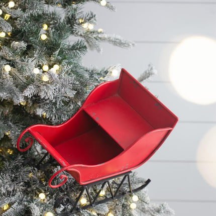 Room & Decor Distressed Iron Christmas Sleigh Decoration, 14.5"H