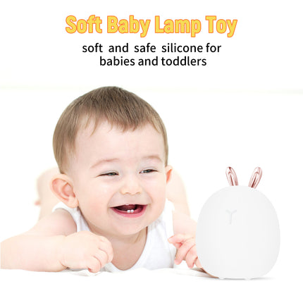 Silicone Touch Night Light For Baby Room Rabbit Shaped Ambient Lamp Clap Control