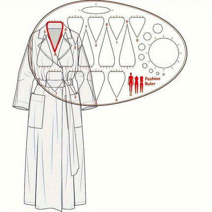 Acrylic Neckline Template Ruler - Essential Tool for Fashion Design and Pattern Creation