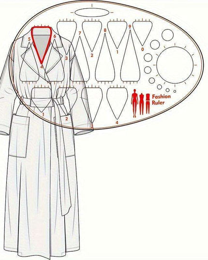 Acrylic Neckline Template Ruler - Essential Tool for Fashion Design and Pattern Creation