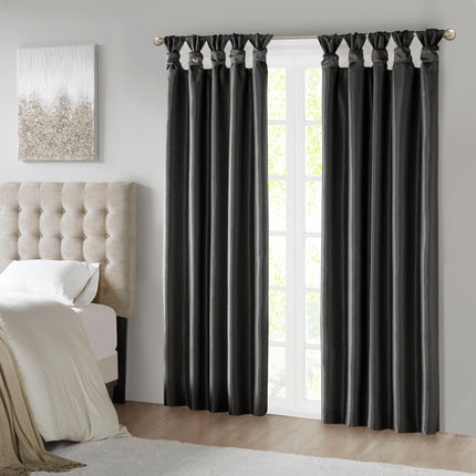 Room and Decor Twist Tab Total Blackout Curtain Panel, 50x84", Black