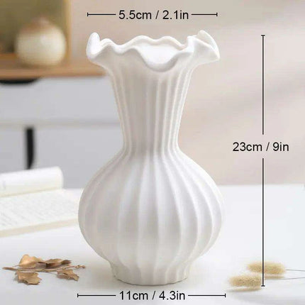 Sleek White Twisted Tube Ceramic Vase for Contemporary Decor