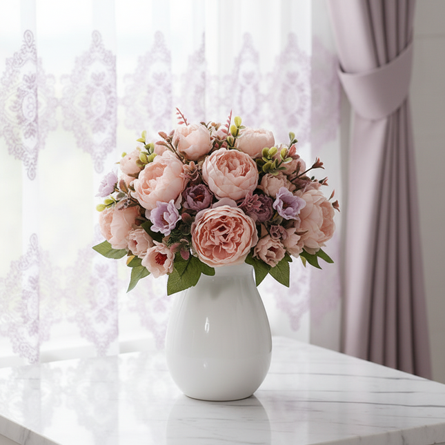 Peekaboo Studio Artificial Peony Bouquet - Realistic & Durable Decor