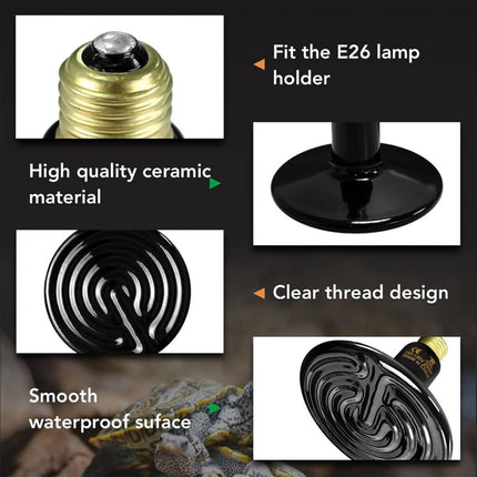 Room and Decor 250W Ceramic Heat Lamp Bulb - No Light, 2 Pack