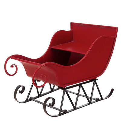 Room & Decor Distressed Iron Christmas Sleigh Decoration, 14.5"H