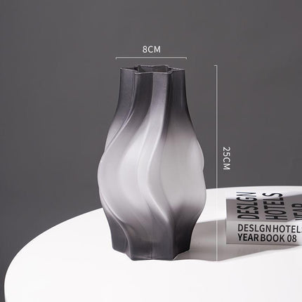 Minimalist Glass Vase For Flower Arrangement With Assorted Whirlwind Colors