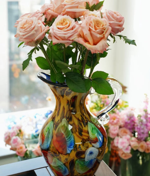 Leopard Print Glass Vase Ornament Handmade In Florence Neo Chinese Style
