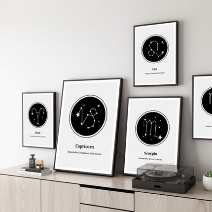 12 Constellation Canvas Art Print Mural Poster