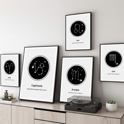 12 Constellation Canvas Art Print Mural Poster