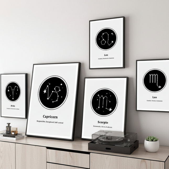 12 Constellation Canvas Art Print Mural Poster
