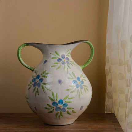 Ceramic Ethnic Decorative Vase for Home and Office Desktop 29x23 cm