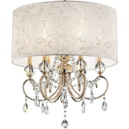 Room & Decor Aurora 24.5" Tall Metal Ceiling Lamp, Brass Gold & Crysta