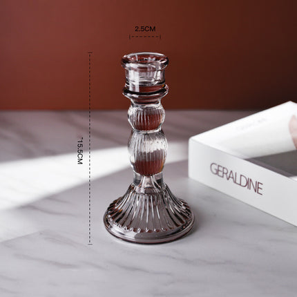 European Style Retro Wedding Long Pole Glass Candle Holder