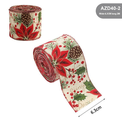 Peekaboo Studio Linen Christmas Ribbon - Rattan Garland, Festive Decor