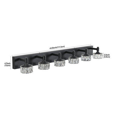 Room & Decor Modern 6-Light Matte Black LED Vanity Light with Crystal
