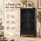 Vintage Black Accent Cabinet - 55" Tall Hollow-Carved Storage with Drawer Dressing Tables accent-cabinet-with-doors-55-tall-vintage-storage-black-mid-century-hollow-carved-pantry-1-drawer-living-room-entryway-hallway Home & Kitchen > Furniture > Living Room Furniture > Cabinets & Storage > Accent Cabinets