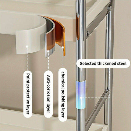 Elegant Milk White Stainless Steel Spice Organizer with Drawers, Chopping Board, and Utensil Holder for Home and Commercial Kitchens
