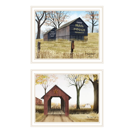 Billy Jacobs 2-Piece Framed Wall Art Set - Barn & Bridge Design, Multi