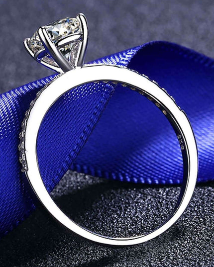 Radiant Elegance: 1 Carat Lab-Created Diamond Ring with Zircon Accents