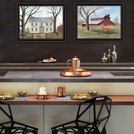 Billy Jacobs 2-Piece Black Framed Wall Art Set - Early American Design