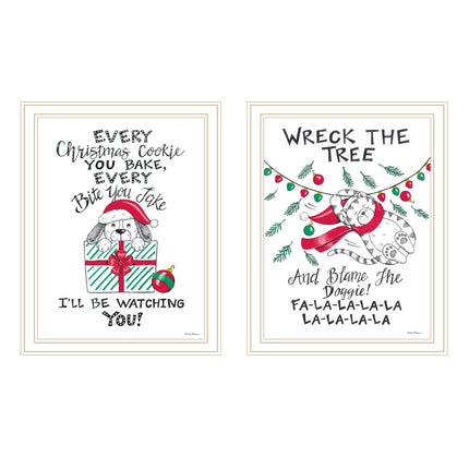 Deb Strain 2-Piece Cat & Dog Christmas Wall Art Set - Framed Decor