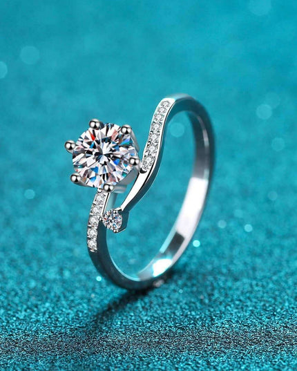 Chic Silver Ring Featuring Lab Grown Diamond and Sparkling Zircon Accents