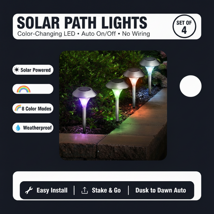 Peekaboo Studio 24-Pcs Solar Garden Lights, IP44 Waterproof, 7 Colors