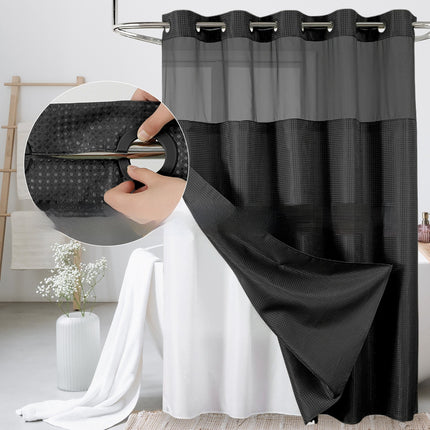 Waffle-Pattern Double-Layer Shower Curtain | 19 Colors