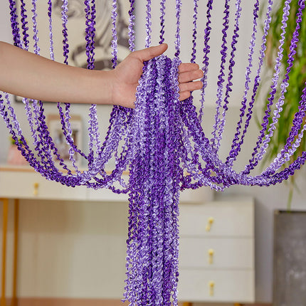 Peekaboo Studio Silver Silk Tassel Door Curtain - Punch-Free, Elegant