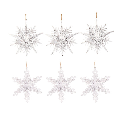Room and Decor Set of 6 Iron Snowflake Ornaments - Festive Holiday Dec
