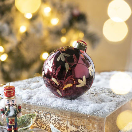 Room & Decor Set of 4 Red Glass Christmas Ball Ornaments, 4.7" Decorat