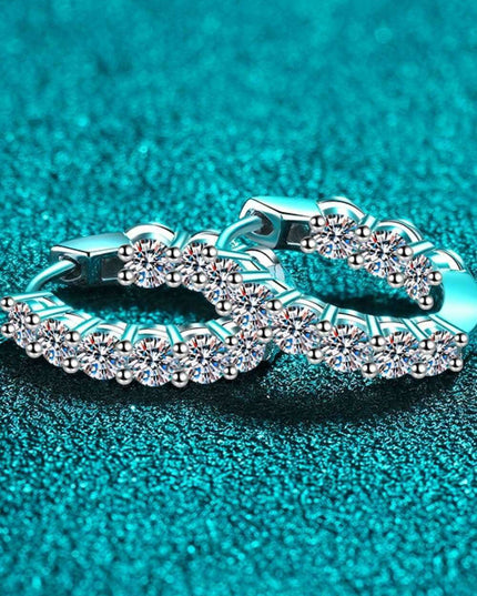 Elegant Moissanite-Studded Sterling Silver Hoop Earrings