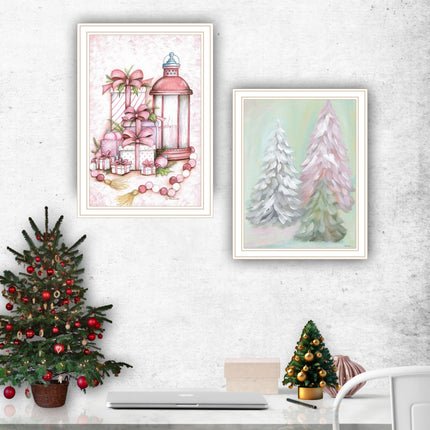 Mary June 2-Piece Pink Candy Land Christmas Tree Wall Art Set