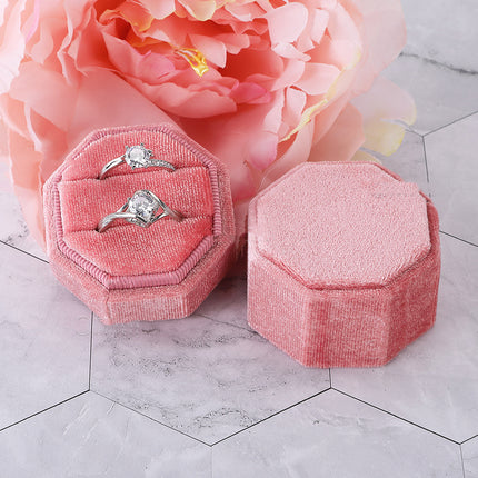 Octagon Ring Box Flannel Cloth Cloth Italian Velvet Pair Ring Jewelry