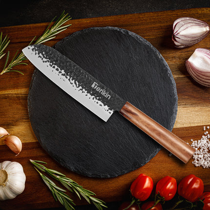 German EN1.4116 Steel Kiritsuke Santoku Knife — 9 Inch Chef with Sheath