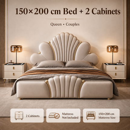 Modern Bed Frame with Optional Bedside Cabinets — 150 / 180 / 200cm Widths