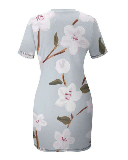 Elegant Ivory Short Sleeve Crew Neck Dress - Perfect for Any Occasion